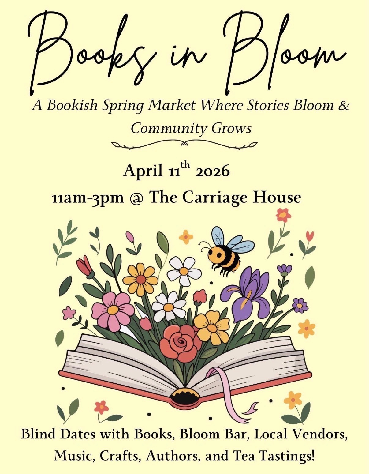 Books in Bloom Spring Market poster